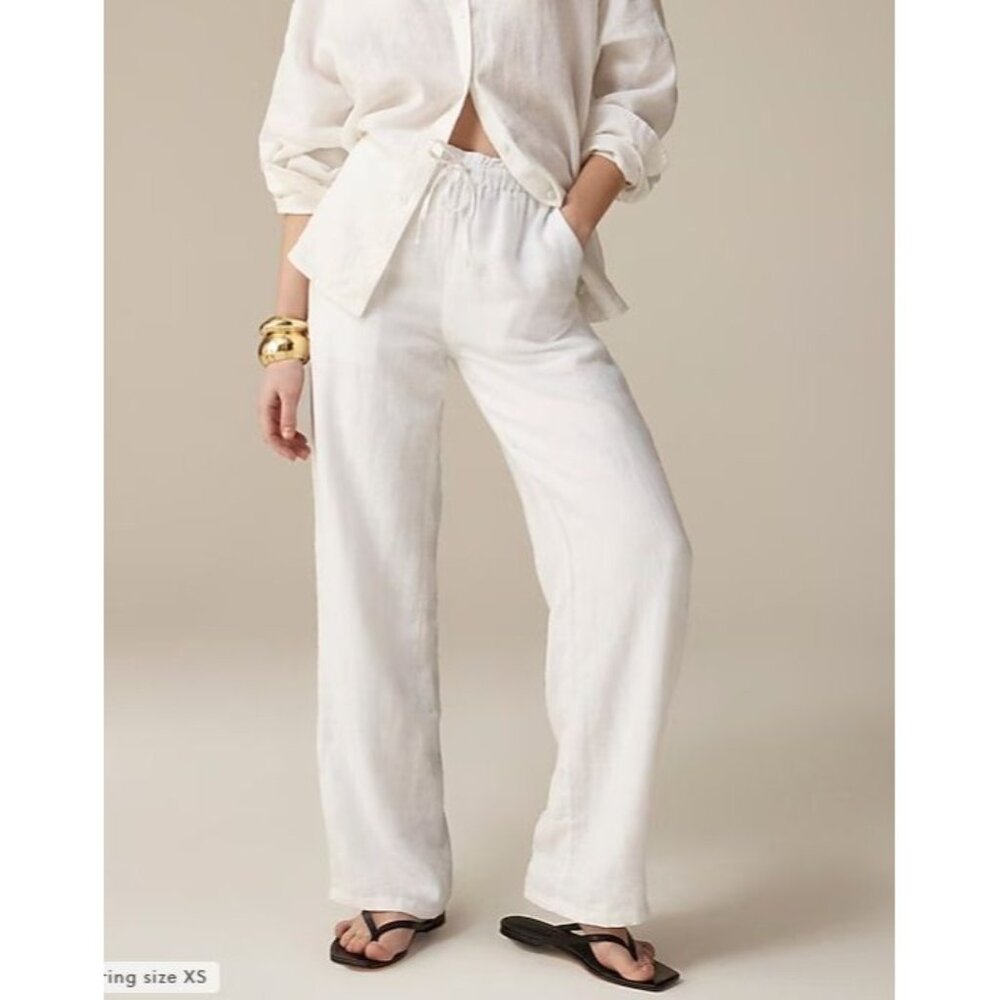 J.Crew Soleil pant in linen wide leg 90s boho white sz XL - Picture 1 of 9